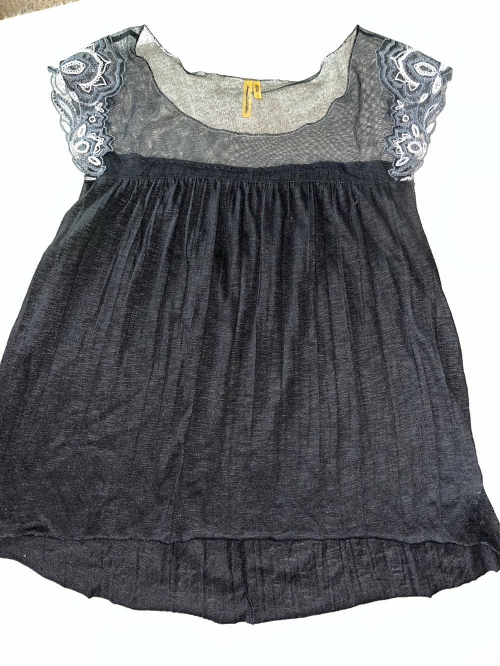 American Eagle Outfitters Black A-Line Sheer Yoke Top